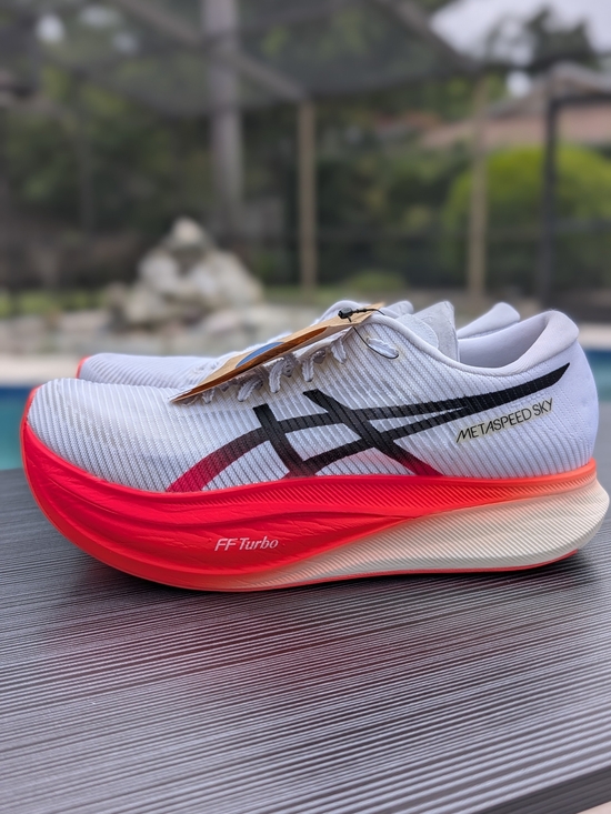 Asics Shoes - ASICS Metaspeed Sky+ White Performance Red Size Men's 7.5 / Women's 9